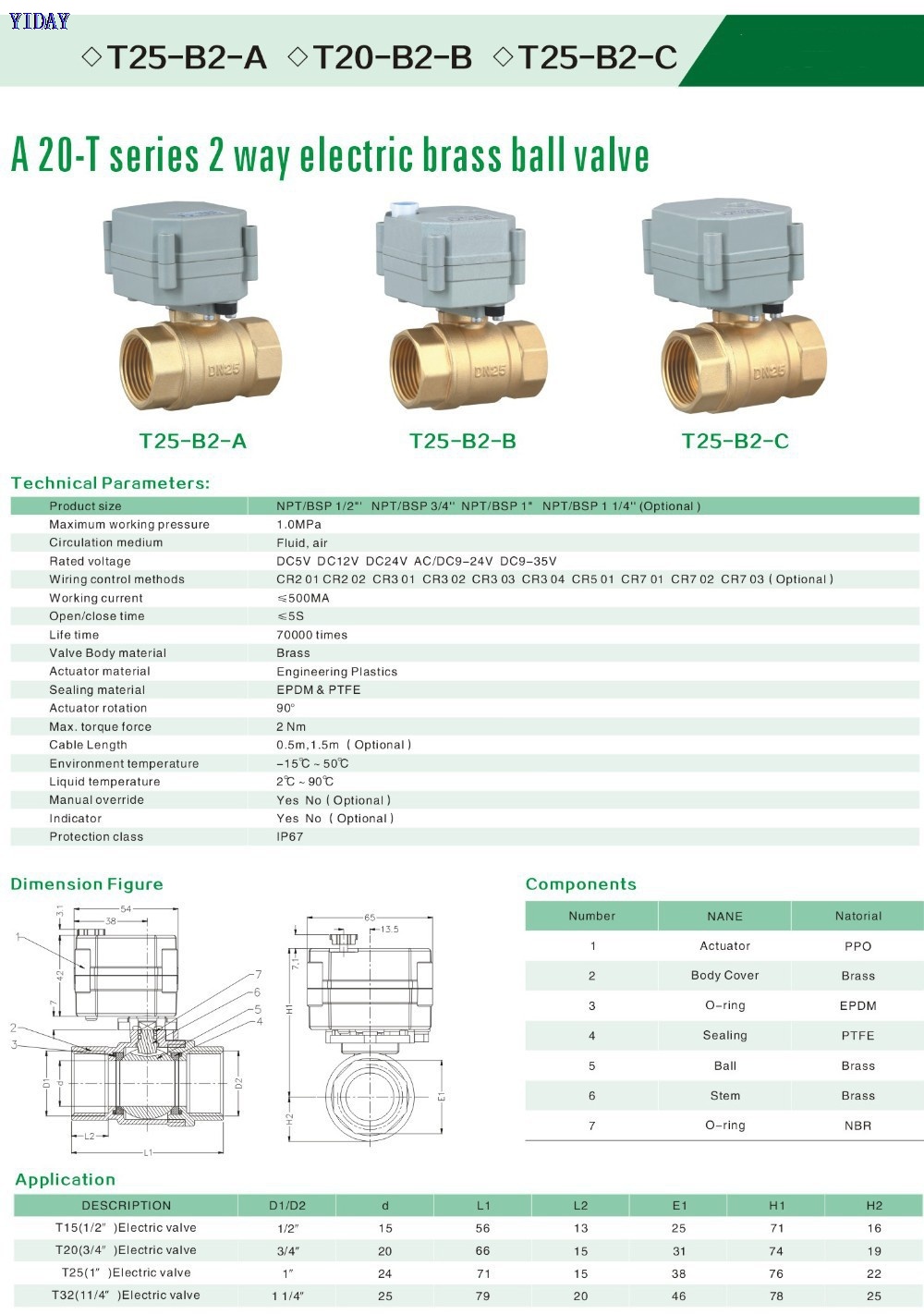 1/2' DN15 9-24V/110v-230VBrass Electric Ball Valve, Motorized ball valve, CR2-02 with indicator